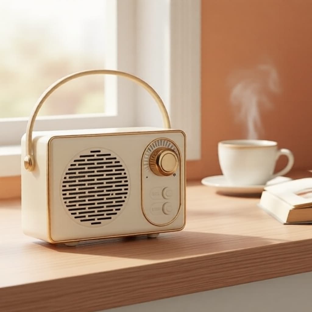 Caixa de Som Bluetooth de Mesa Retrô com Som Potente, Carcaça Durável para Casa e Dormitório