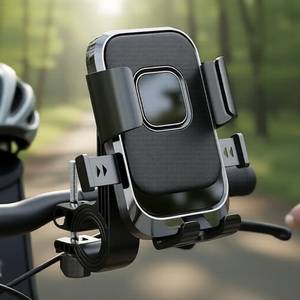Suporte de telefone para moto e bicicleta, com espelho retrovisor giratório 360° e suporte de guidão