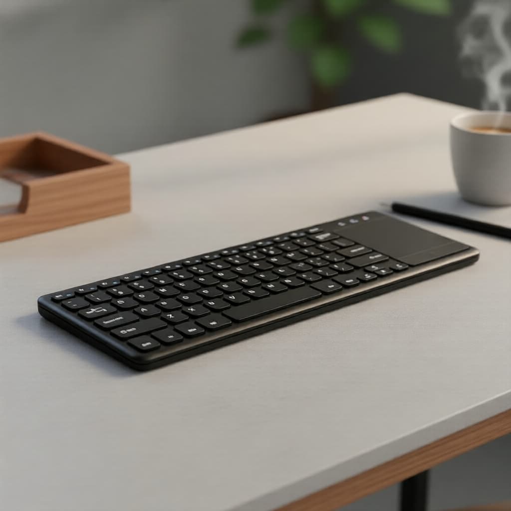 Teclado sem fio 2.4G mini teclado de mídia com touchpad grande integrado para PC