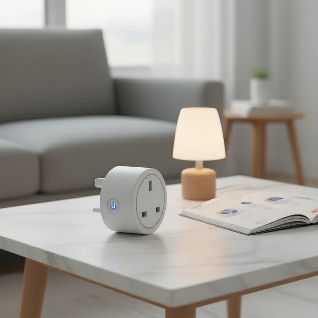 Adaptador de Tomada Inteligente WiFi 3 PIN UK Plug para Tuya, Controle por Voz Alexa, Monitoramento de Energia e Timer