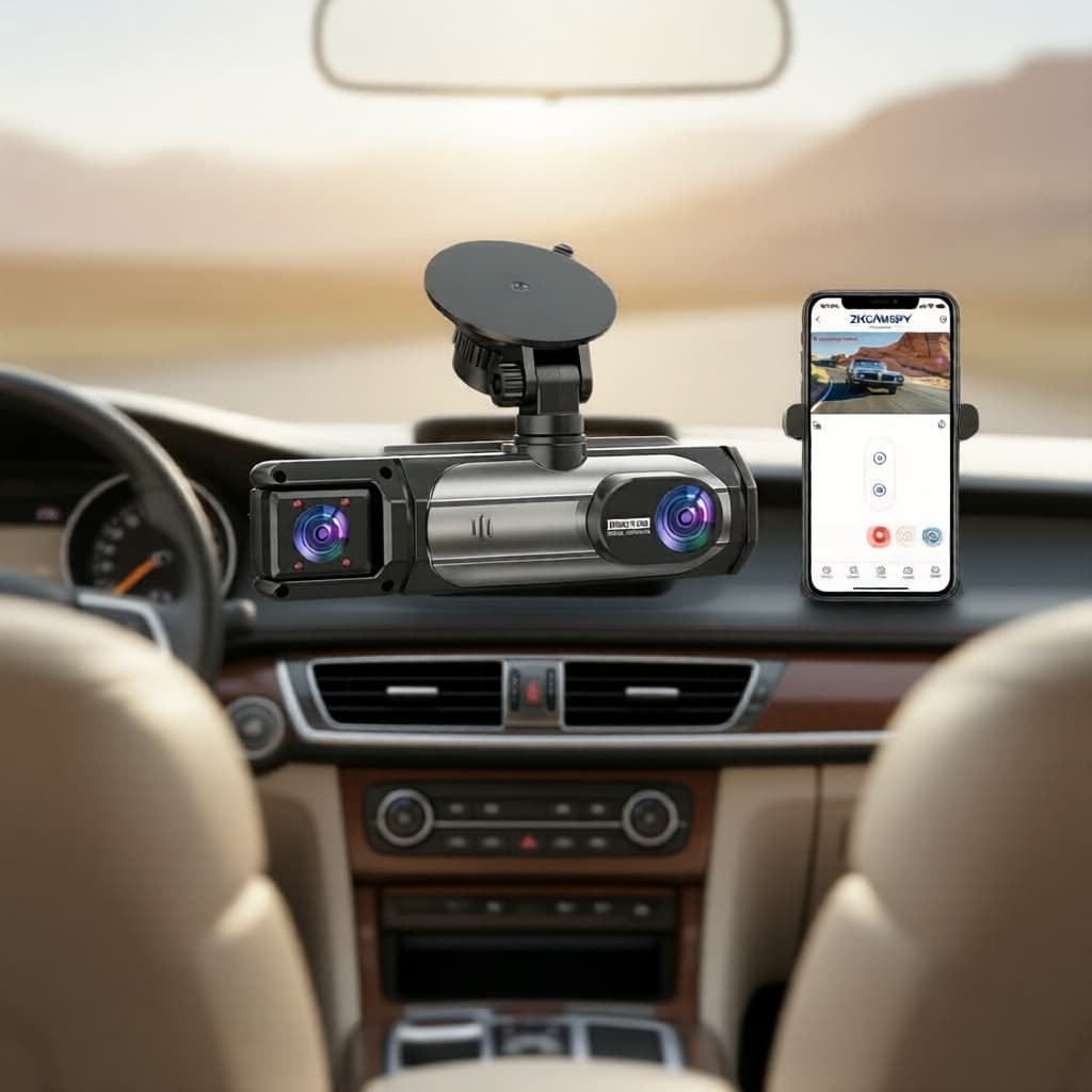 Câmera Veicular WiFi com 3 Canais e Modo de Estacionamento