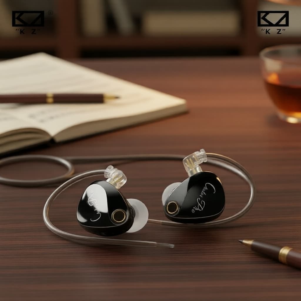 KZ Castor Pro Fones de Ouvido Intra-Auriculares com Fio para Jogos, Drivers Dinâmicos Duplos de 10mm, Ajuste Ajustável,