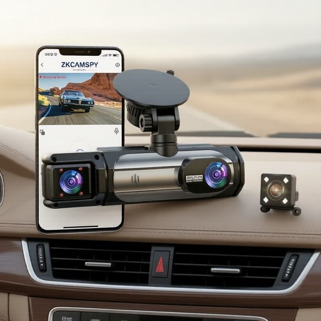Câmera Veicular Dash Cam WiFi 3 Canais com Modo de Estacionamento