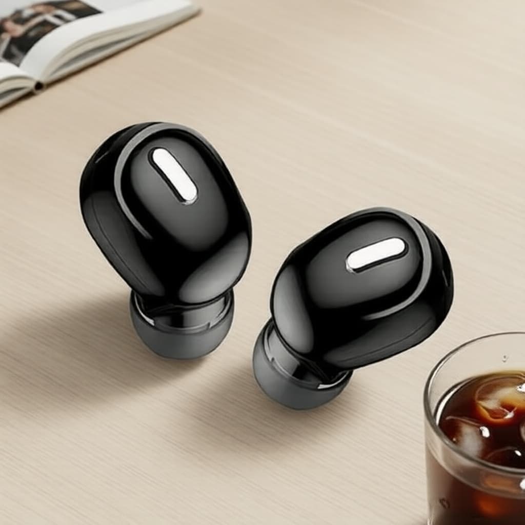 Fones de Ouvido Mini Bluetooth TWS, Cancelamento de Ruído Ativo, Esportivos Intra-Auriculares, Microfone e Mãos Livres