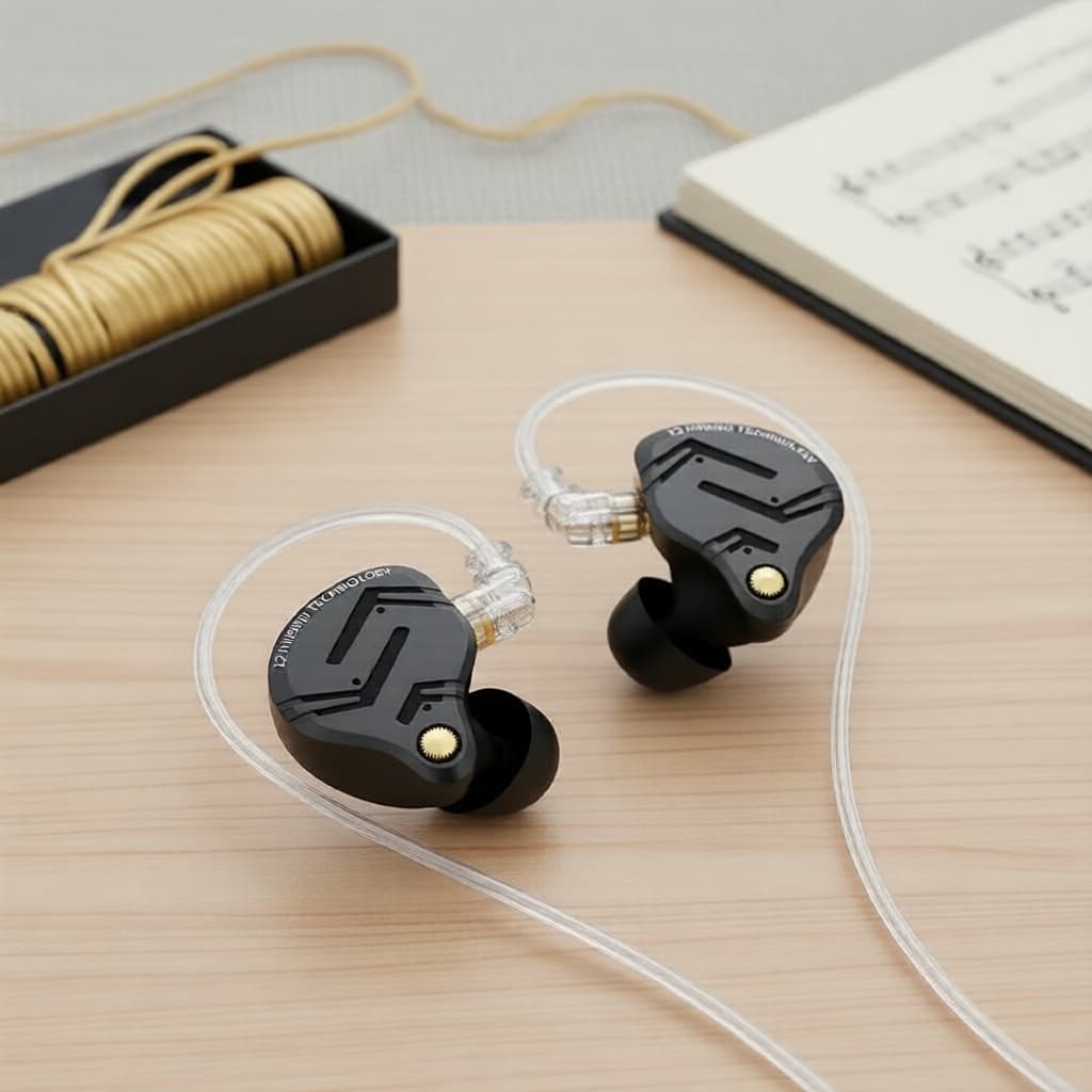 Fones de ouvido intra-auriculares KZ ZS12 PRO X 1DD+5BA Híbrido, Fones de ouvido gamer com fio com cabo de 2 pinos,
