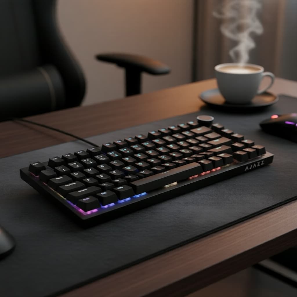 Teclado de Jogos AJAZZ AK820 – Estrutura em Gaxeta, Troca a Quente, Tri-Modo Sem Fio (Bluetooth 5.1/2.4G/Com Fio), Botão