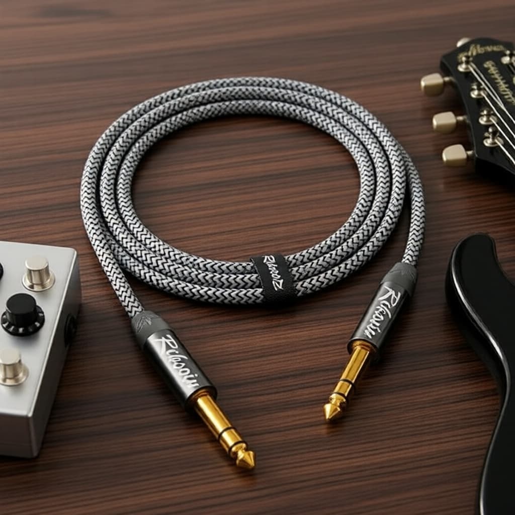 Riksoin Cabo de Áudio Balanceado de 6,35 mm TRS para Guitarras, Mesas de Som e Amplificadores