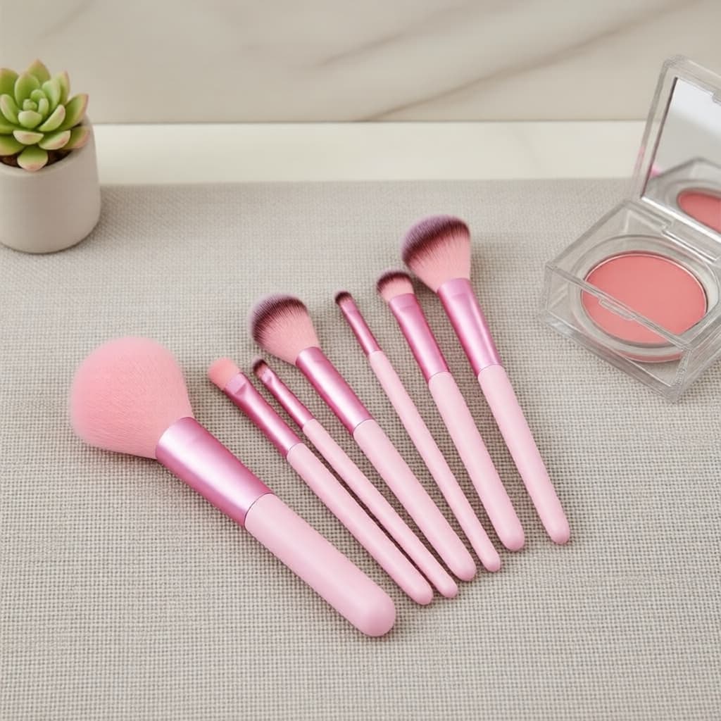 Conjunto de 13 peças de pincéis de maquiagem e esponjas rosa, com 2 esponjas triangulares e 1 esponja angular rosa