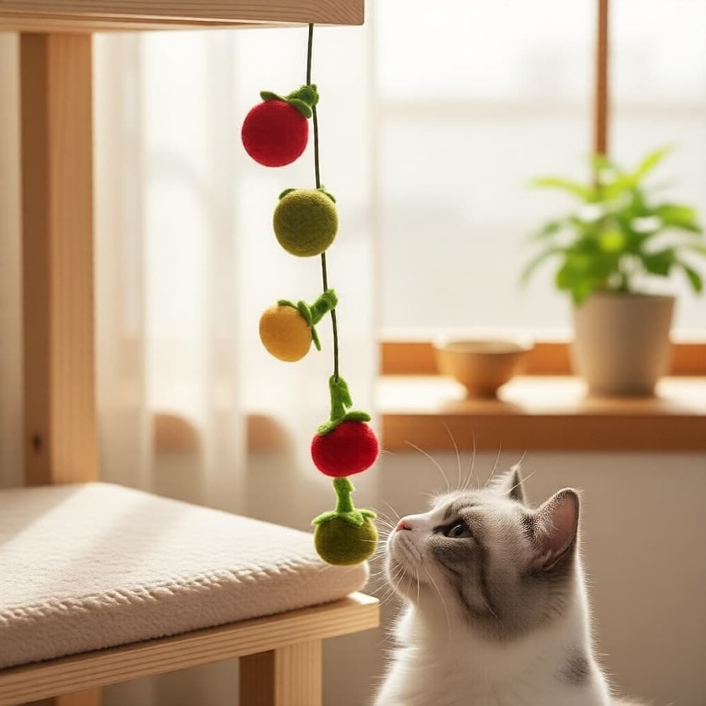 Varinha de Pena para Gatos com Sininho, Bolinha de Pelúcia, Autoplay, Brinquedo Removedor de Pelos