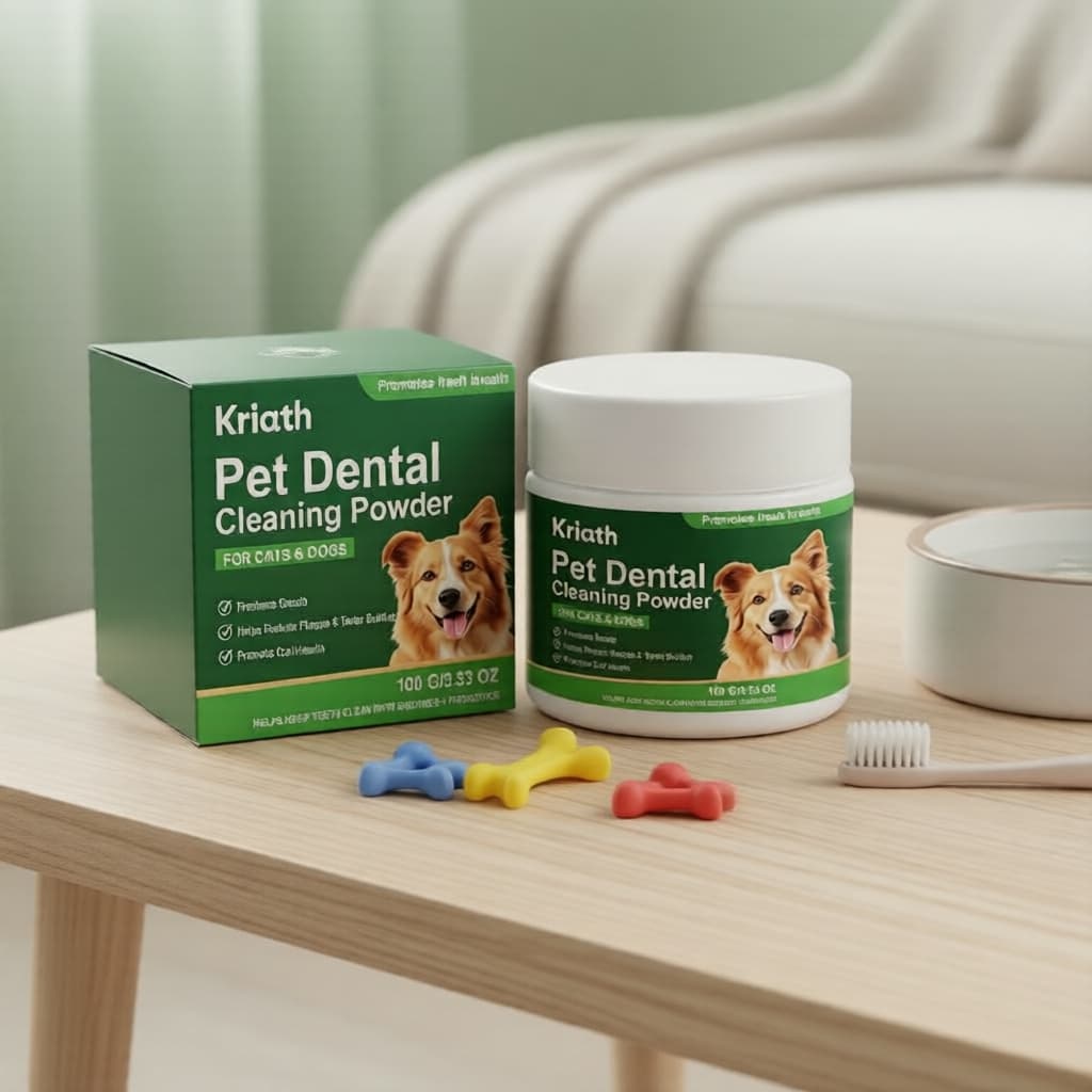 Pó Oral para Cães 100g Menta Probiótico, Pasta de Dentes Diária, Remoção de Tártaro e Hálito Fresco
