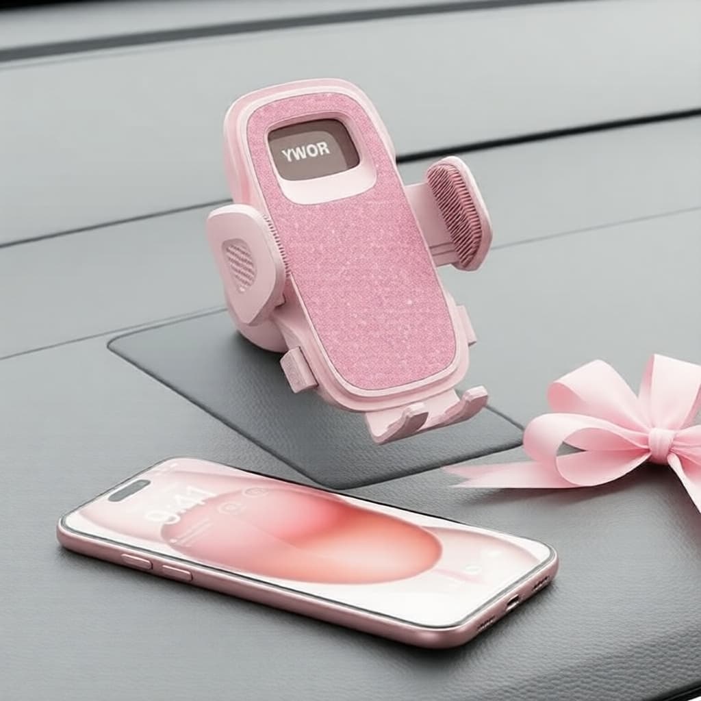 YWOR Suporte Veicular Universal Rosa com Clipe para Saída de Ar e Strass Brilhantes