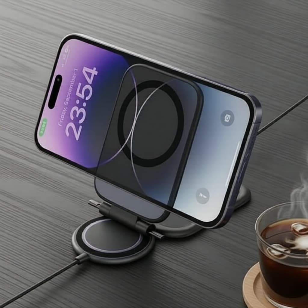 Suporte de Telefone para Carro Dobrável Ajustável Anti-Vibração, Suporte Magnético Ultrafino para Navegação Veicular
