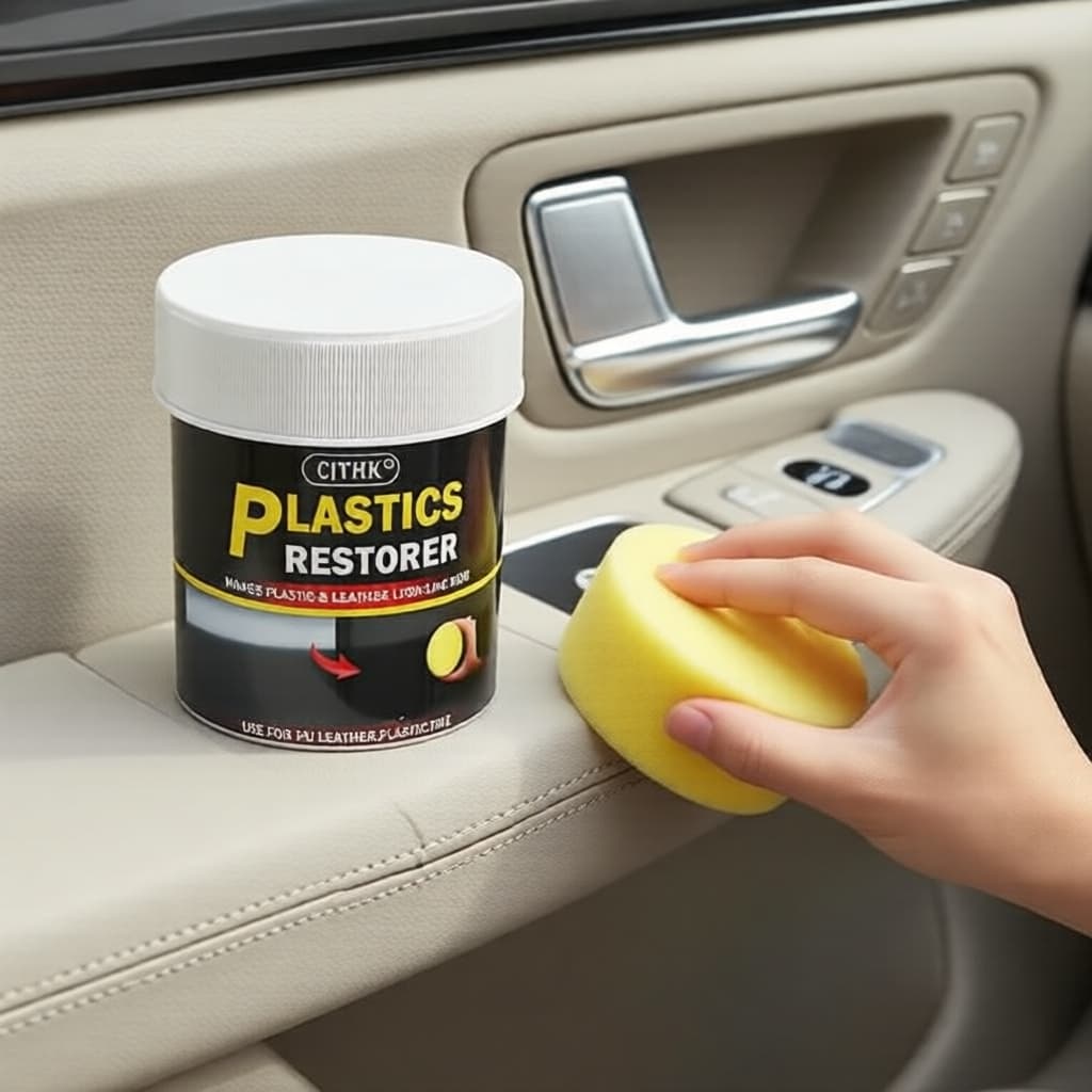 Creme Restaurador Preto para Plásticos e Couro de Carro - Restaura o Brilho e a Cor