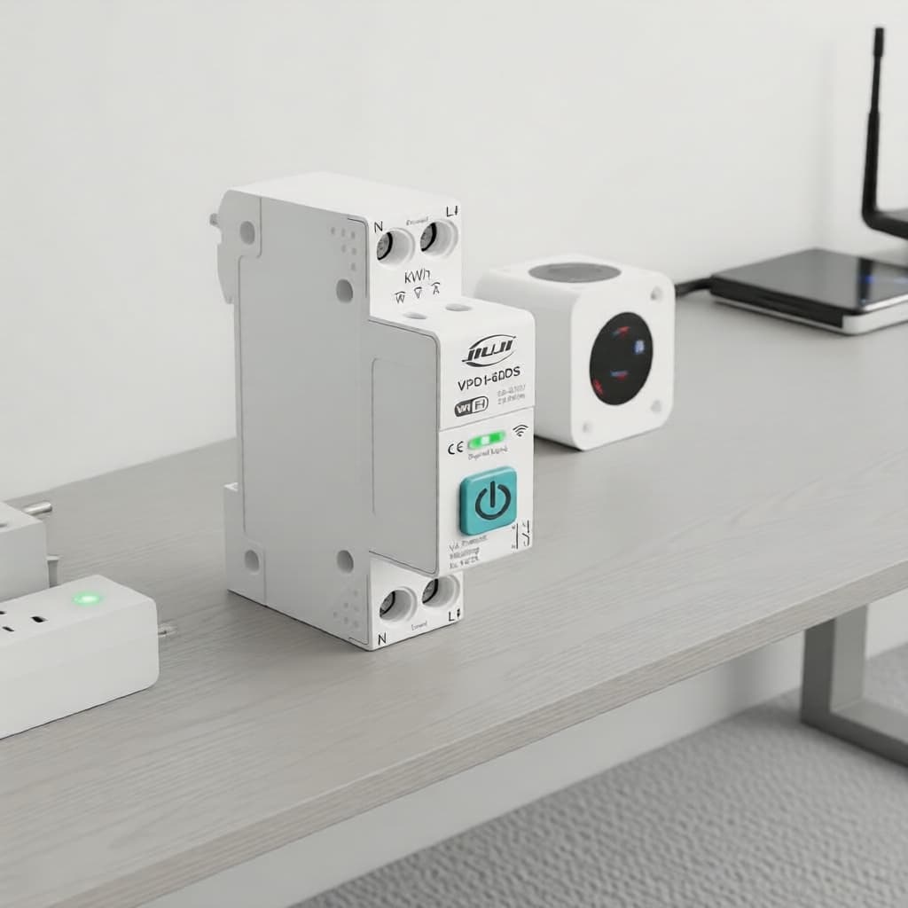 Disjuntor Inteligente Jiuji 63A 1P + N WiFi Medidor Interruptor Kwh Medição Monitoramento Temporizador Relé Mcb