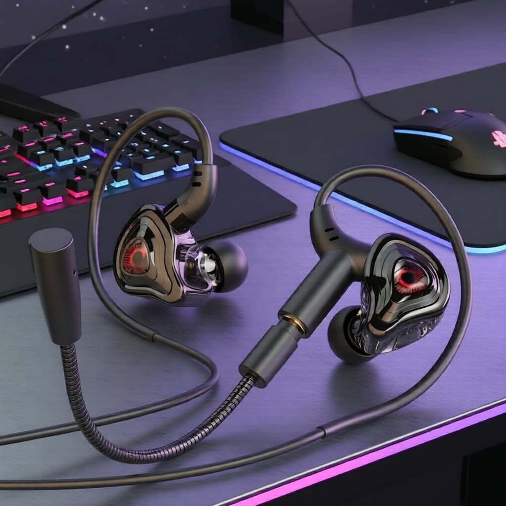 SPRISE G59 Fones de Ouvido Gamer com Fio, entrada 3,5 mm e USB-C Tipo C, Intra-Auriculares, Cancelamento de Ruído