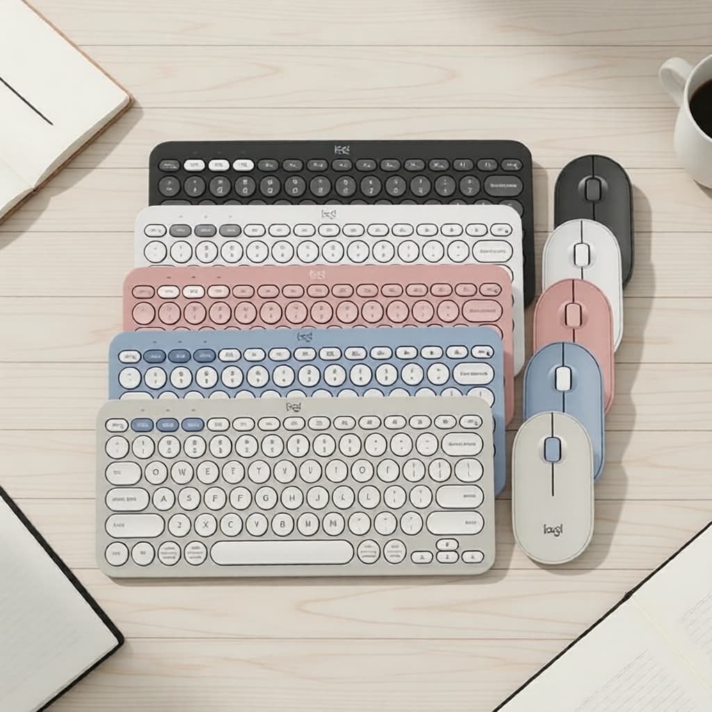 Combo Teclado e Mouse Sem Fio Logitech Pebble 2 Bluetooth Silencioso Fino para Mac Teclado Multi-Dispositivo para