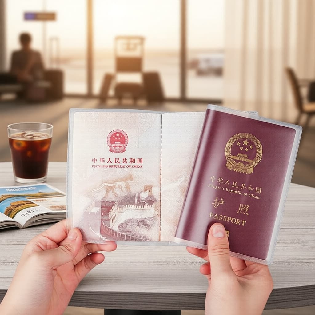 Porta-passaporte e cartões de identificação transparente, organizador de documentos de viagem, capa protetora para