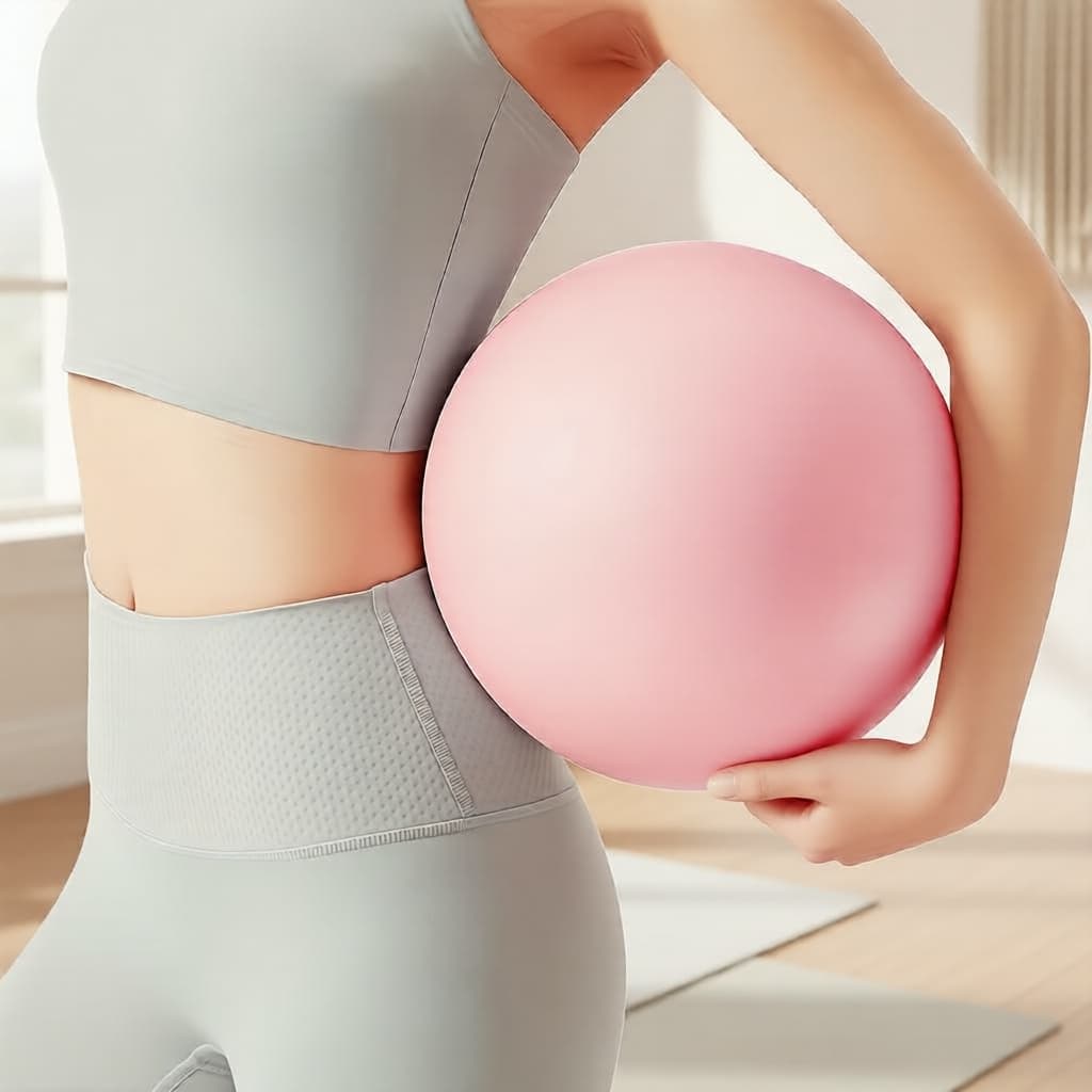 Bola de Pilates Mini 9 Polegadas com Tubo Inflável, Bola de Estabilidade Antiderrapante para Treinos em Casa