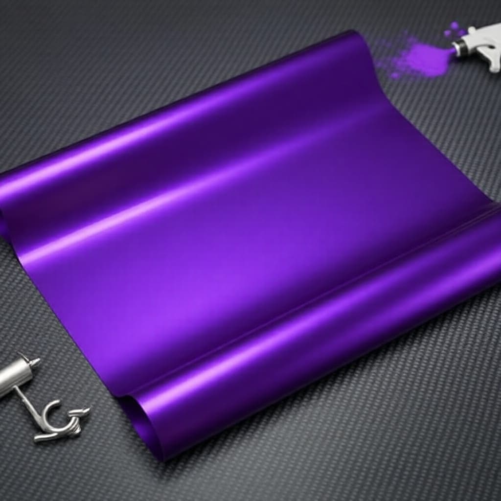 Vinil de Alta Brilho Roxo Caramelo em Rolo com Liberação de Ar, Elástico Autoadesivo para Carros e Motos