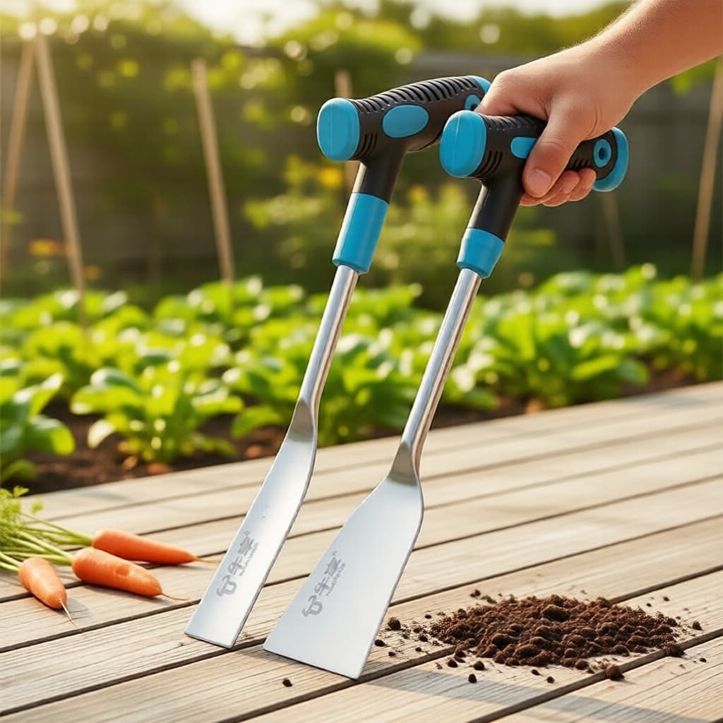Espátula de Aço Inoxidável Reforçada de Uma Peça, Pá de Jardim Multiuso com Cabo em T Antiderrapante para Capina