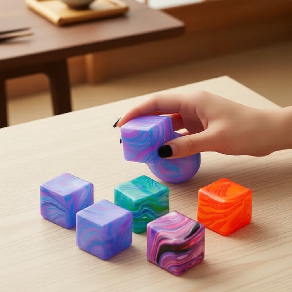 Cubo Antiestresse Sensorial Needoh: Gel Macio e Elástico, Bola Esticável, Caixa Surpresa Ice, Retorno Lento