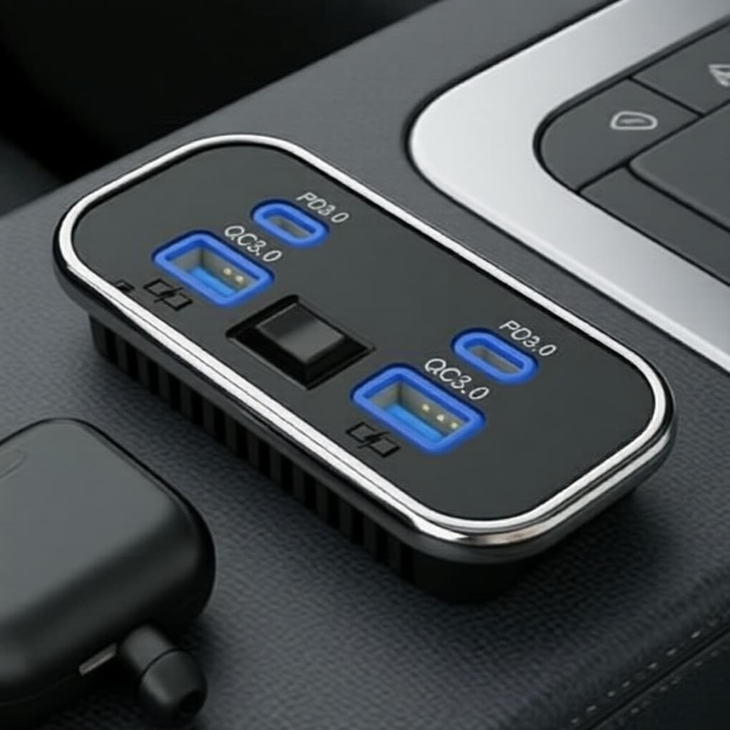 Carregador veicular QC3.0 de 76W com 2 portas USB e Dual PD3.0, à prova d’água, universal compatível com 12V-24V
