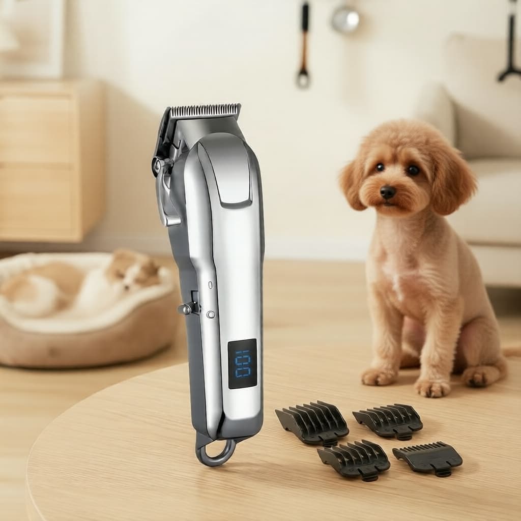 Aparelho de Tosa para Animais com Tela LED, Lâmina em R, Quatro Pentes, Barbeador e Navalha para Grooming