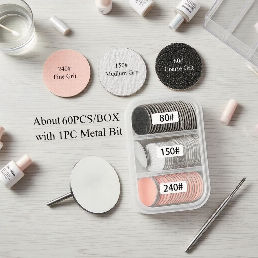 Acessórios para Lixa Elétrica de Unhas: 60 Discos de Lixa + Disco Metálico 25mm para Remover Calos Manicure
