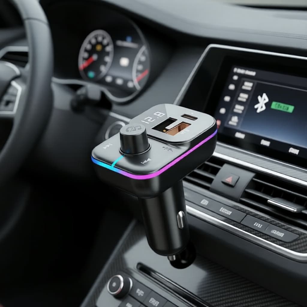Transmissor Bluetooth 5.0 para carro FM com USB PD e QC3.0, carregamento Tipo-C e chamada sem mãos