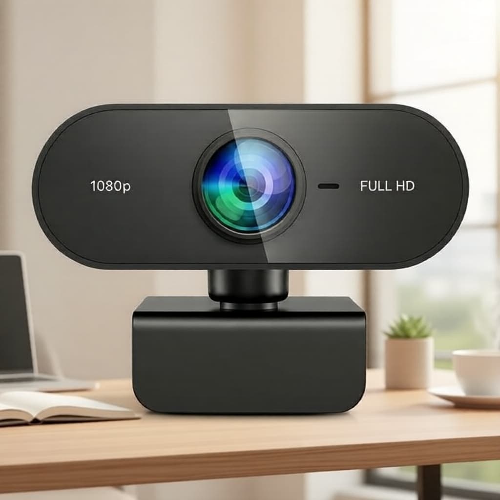 Câmera web JCL 1080p HD com microfone de cancelamento de ruído, ajuste automático de luz, conexão USB plug & play para