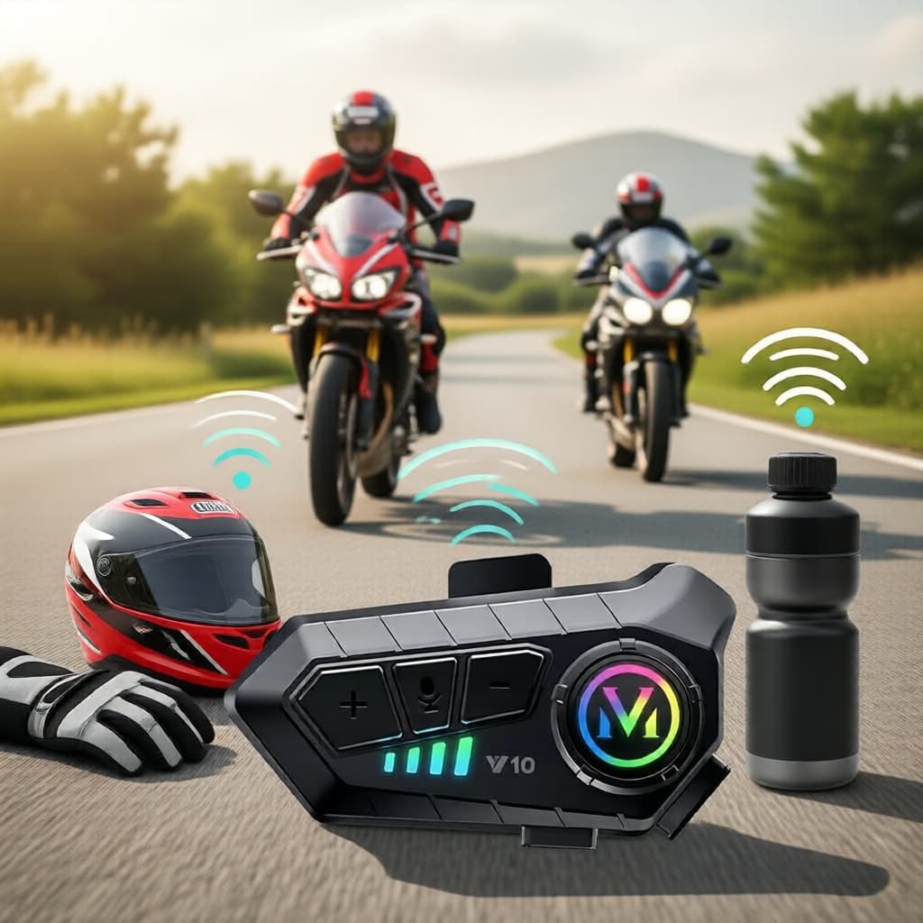 Y10 Bluetooth 300M Intercomunicador para Capacete de Moto, Walkie Talkie Sem Fio, Bateria de 2000mAh, Microfone
