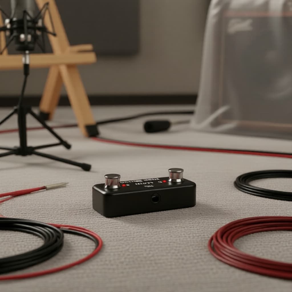 Interruptor de pedal portátil de autotravamento TRS para amplificadores e efeitos, design de dois pedais