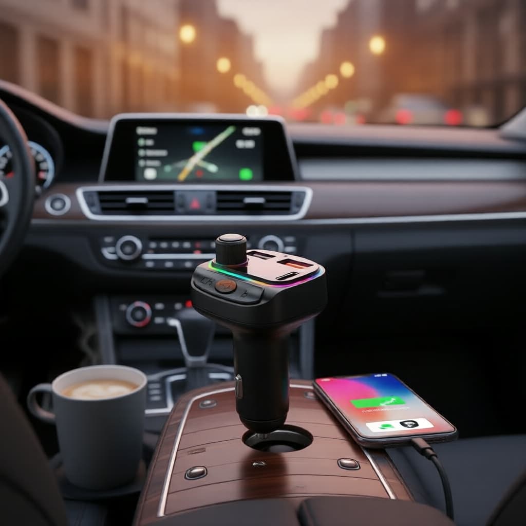 Transmissor FM Bluetooth 5.3 e Carregador Rápido PD para Android e iPhone