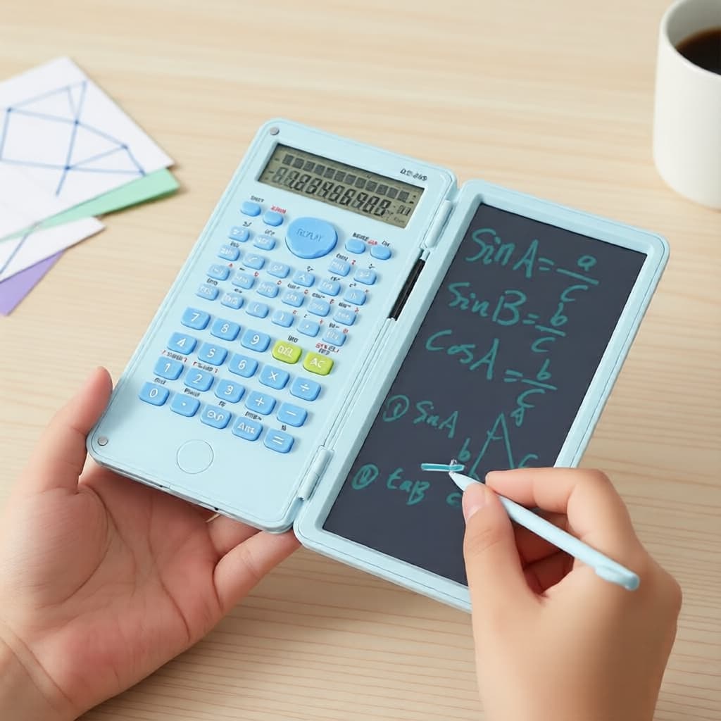 Calculadora Científica de 2 Linhas DS-869 com Quadro de Escrita, Calculadora de Engenharia Multifuncional para