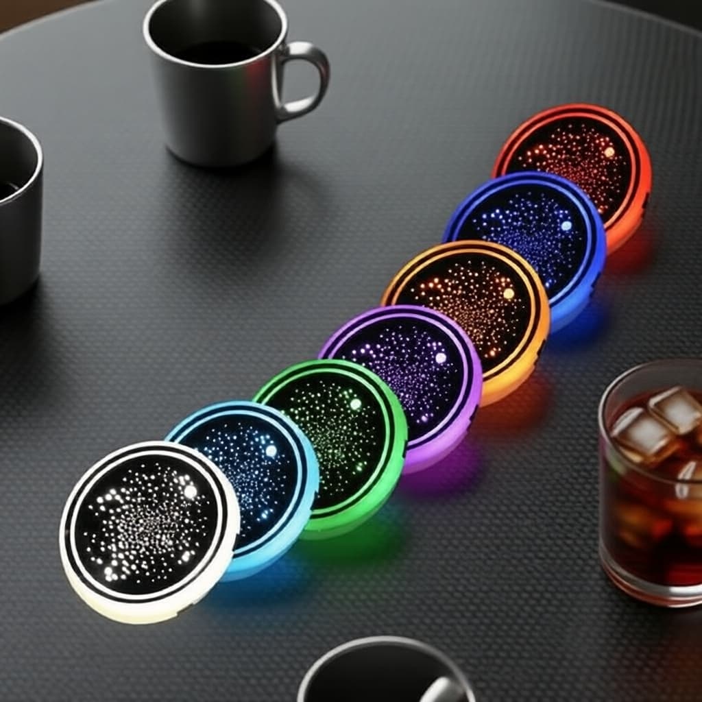 Porta-copos porta-copo LED colorido para carro, alimentado por USB