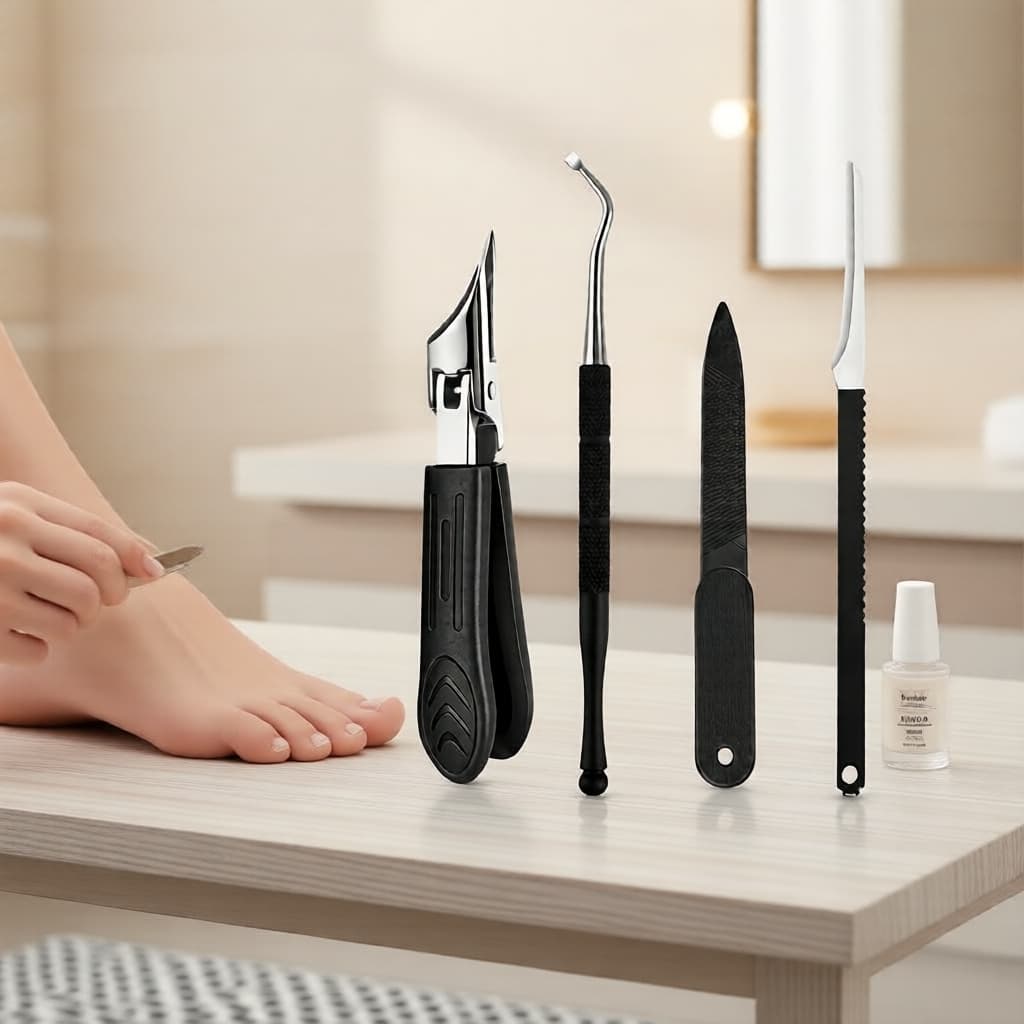 Kit Pedicure Inox 4 Peças, Alicate de Unhas Afiado e Removedor de Cutículas, Lixa de Unhas para Cuidado de Unhas