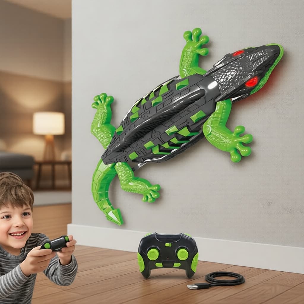 Bionico Gecko - Carro RC Lagarto Parede 360° Rotação - Brinquedo Elétrico Infantil