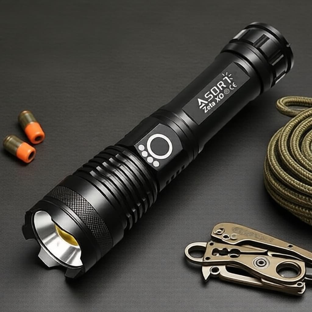 Lanterna LED recarregável USB Kensun XHP70 com 4 núcleos, zoomável, lanterna portátil para camping e emergências