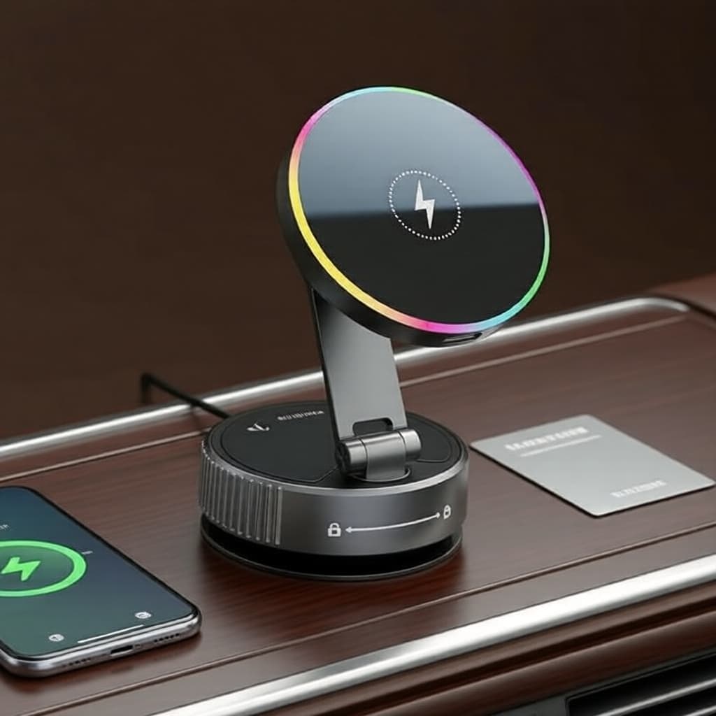 Suporte Veicular para Painel 360° Giratório com Carregador Sem Fio