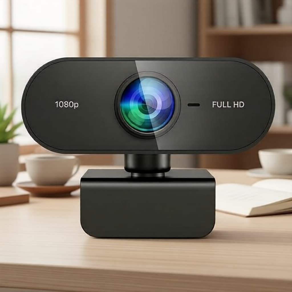 Câmera Webcam JCL 1080P HD para PC/Laptop, Correção Automática de Luz e Microfone com Cancelamento de Ruído, Conexão USB
