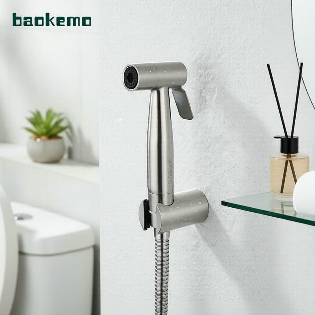 Conjunto de Ducha Manual de Aço Inoxidável 304 com Acabamento Escovado em Níquel e Bocal para Bidé, Ducha Higiênica