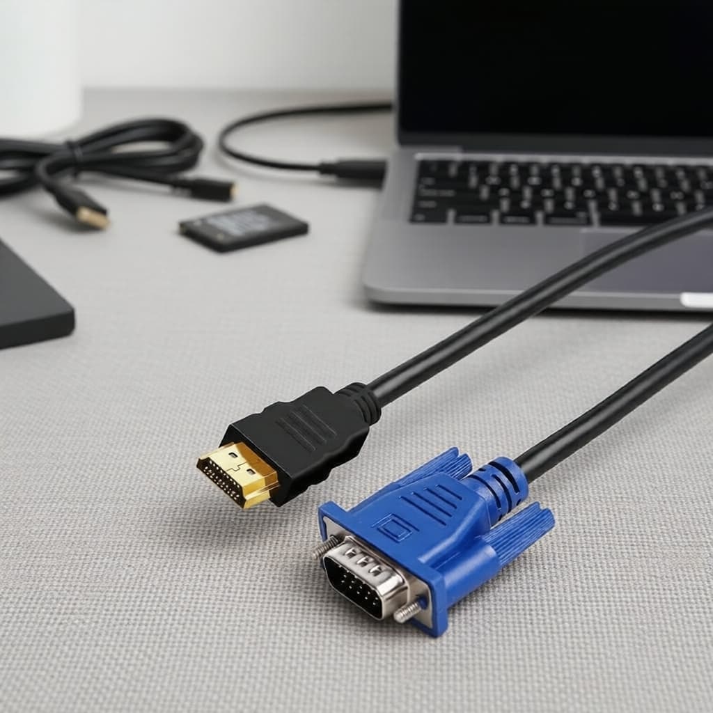Cabo conversor HDMI para VGA com áudio 1m, 1080P, macho para macho, para PC, HDTV, projetor, PS4