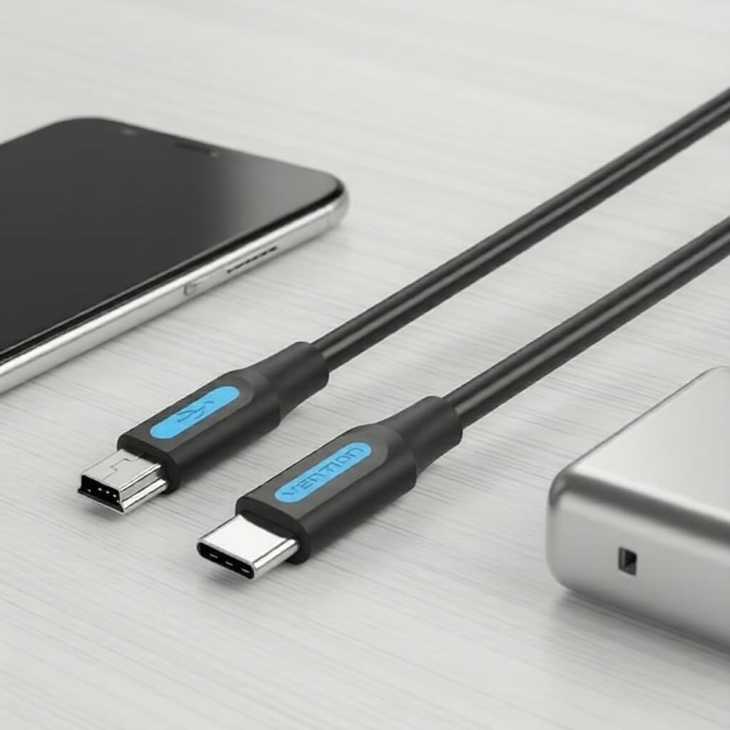 Cabo Vention USB-C para Mini-B para Smartphone, Laptop, Câmera, Câmera Veicular