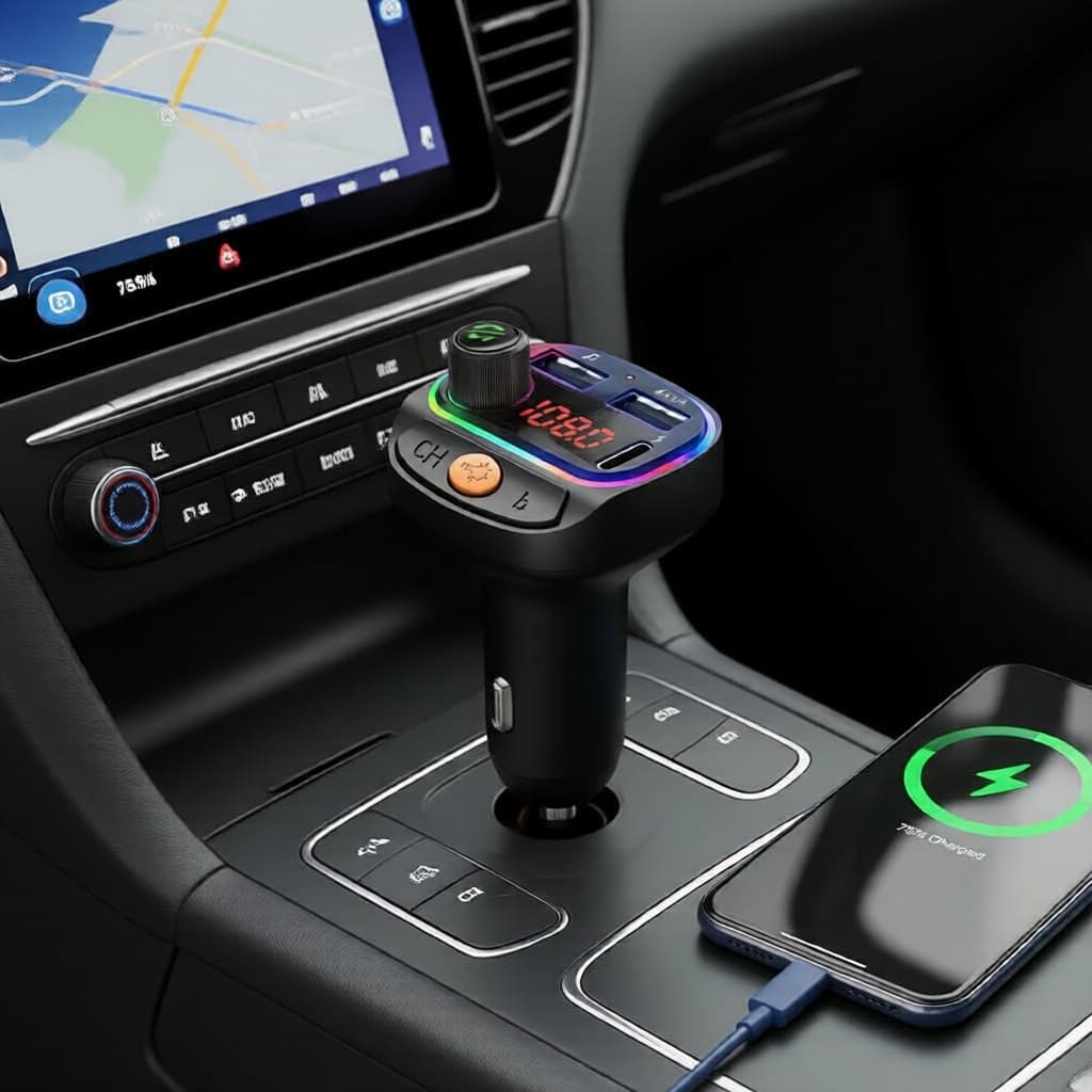 C15 Transmissor FM Bluetooth 5.1 para Carro Mãos Livres, MP3 Player, Receptor de Áudio Sem Fio, Modulador FM,