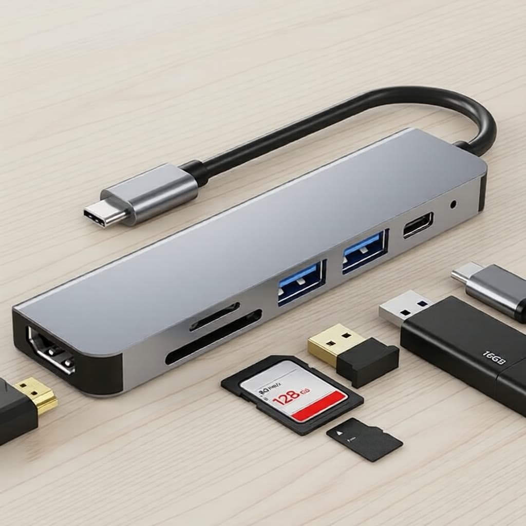 Hub USB 3.0 6 em 1 87W PD 4K HDMI VGA Tipo-C para MacBook Air Pro