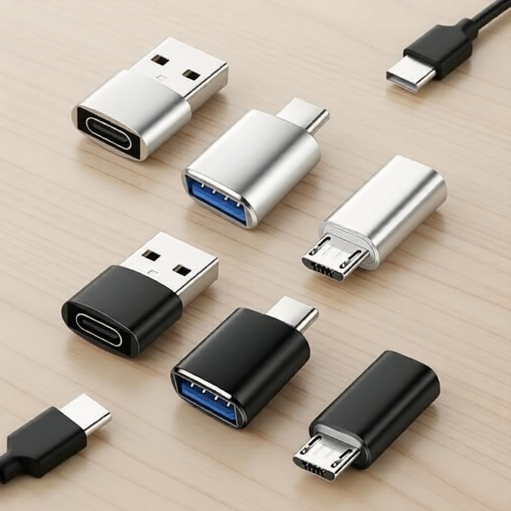 Adaptador OTG USB-C para Micro USB, USB-C fêmea para USB-A macho, sincronização de dados, para pen drive, mouse e