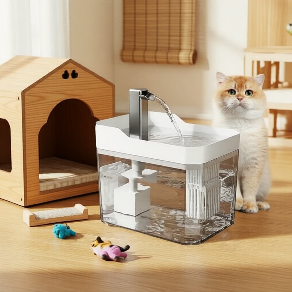 Fonte de água para animais de estimação em forma de diamante, fluxo automático, alimentada por bateria, para gatos e
