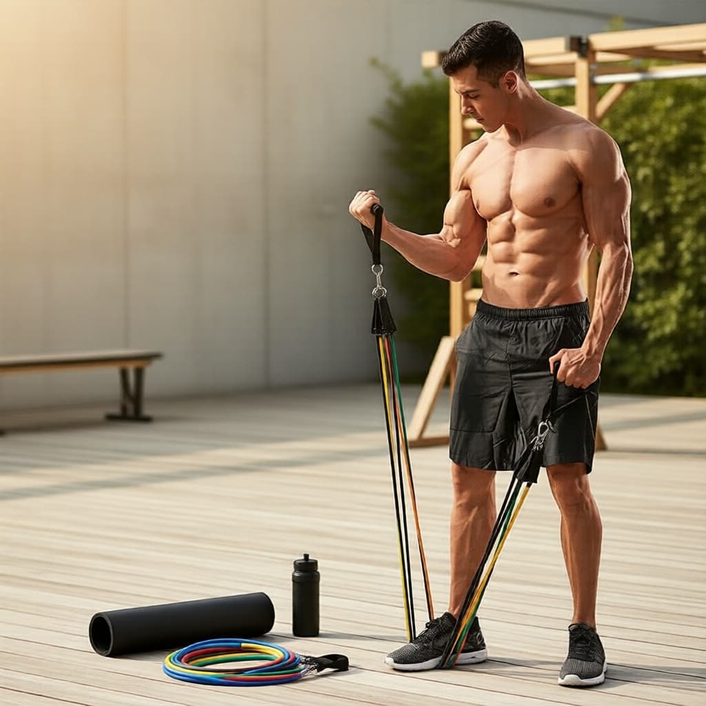 Bandas de resistência atualizadas para yoga, pilates e fitness em casa – Conjunto com corda de puxar
