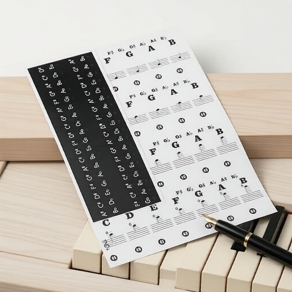 Miwayer 37/49/61/88 teclas adesivos de notas para teclado de piano, partituras transparentes para pianos digitais