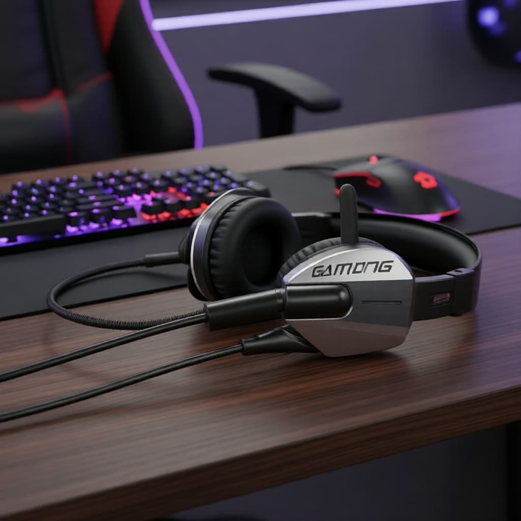SPRISE G68 Fones de ouvido gamer com fio, microfone destacável, luz RGB, cancelamento de ruído, fones de ouvido estéreo